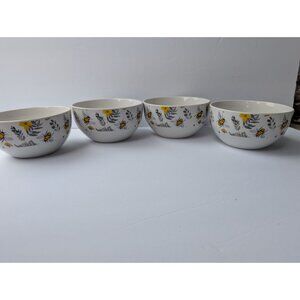 Set Of 4 Royal Norfolk Stoneware Bowls With Bee & Floral Print